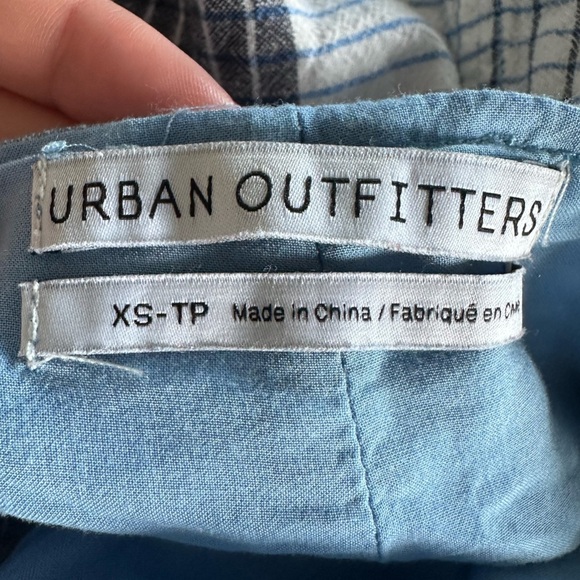 Urban Outfitters Blue & Gray Romana Plaid Linen Shift Dress Size XS - Picture 5 of 8